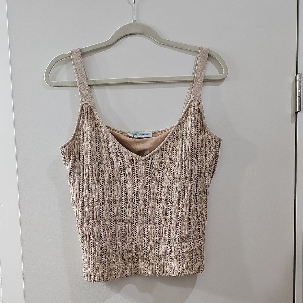 St. John Beige Textured Tank Top